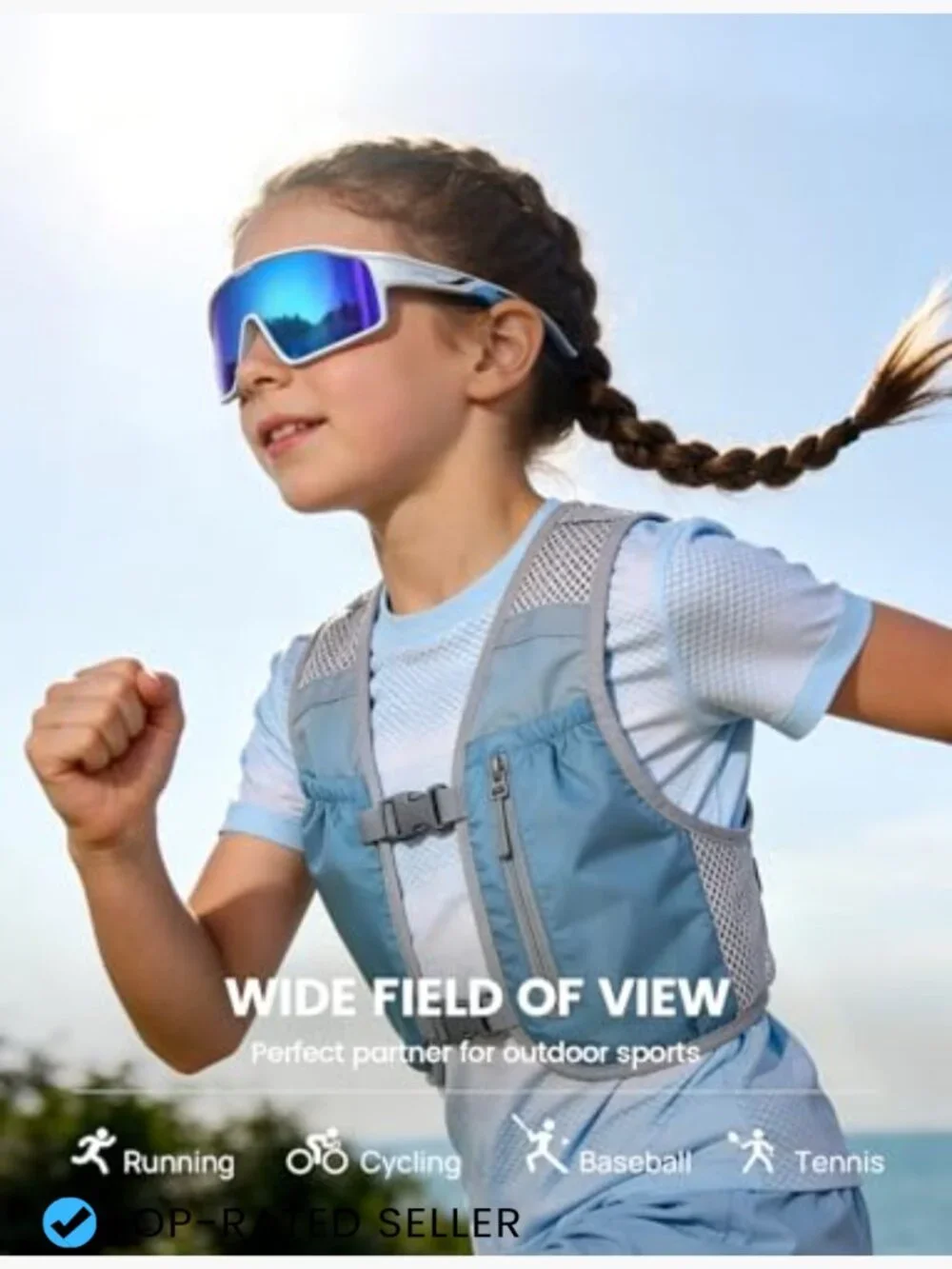 Kids Baseball Sunglasses UV400 Protection Cycling Sports Glasses Wrap Around